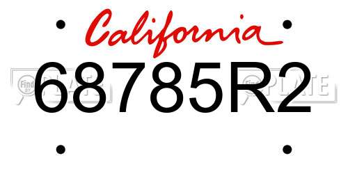 68785R2 California License Plate