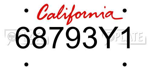 68793Y1 California License Plate