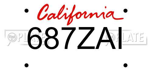 687ZAI California License Plate