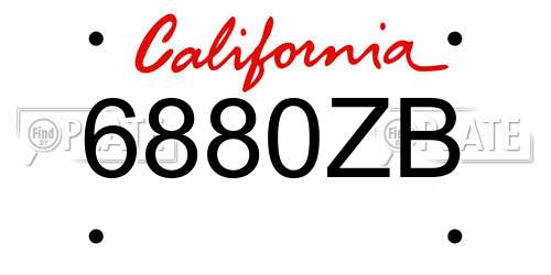 6880ZB California License Plate
