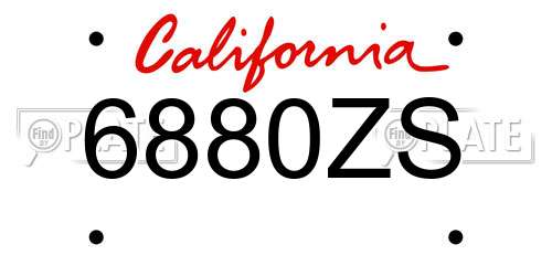 6880ZS California License Plate