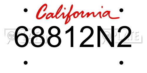68812N2 California License Plate