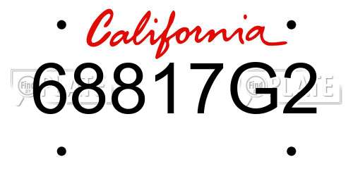 68817G2 California License Plate