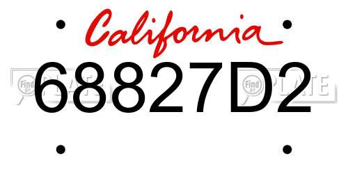 68827D2 California License Plate