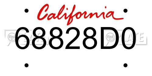 68828D0 California License Plate