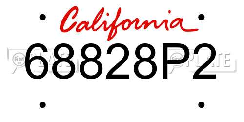 68828P2 California License Plate