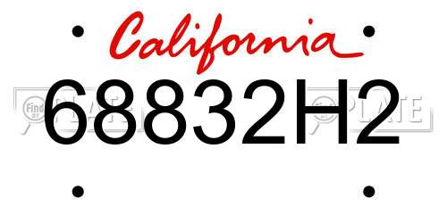 68832H2 California License Plate