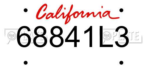 68841L3 California License Plate
