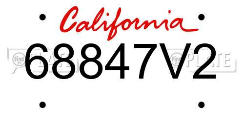 68847V2 California License Plate