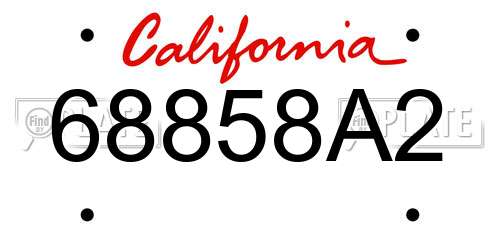 68858A2 California License Plate