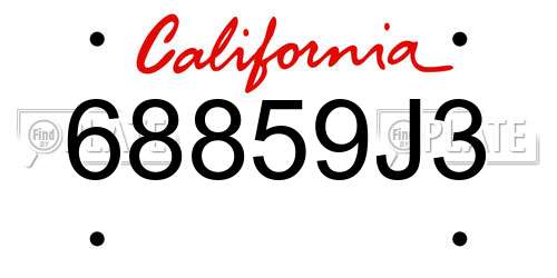 68859J3 California License Plate