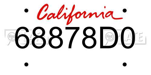 68878D0 California License Plate