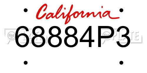 68884P3 California License Plate