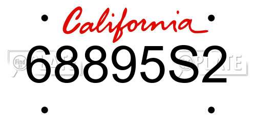 68895S2 California License Plate