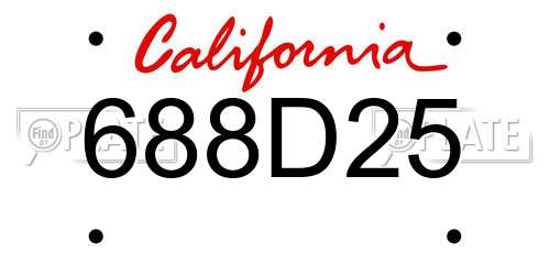 688D25 California License Plate