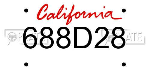 688D28 California License Plate