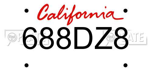 688DZ8 California License Plate