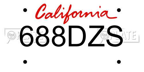 688DZS California License Plate
