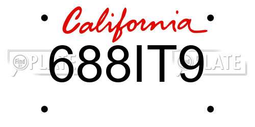 688IT9 California License Plate