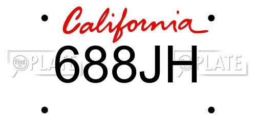 688JH California License Plate