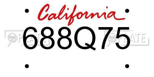 688Q75 California License Plate