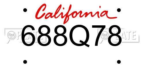 688Q78 California License Plate