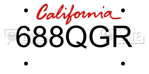 688QGR California License Plate
