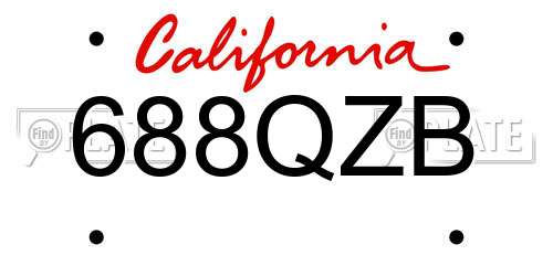 688QZB California License Plate