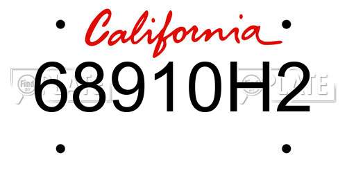 68910H2 California License Plate
