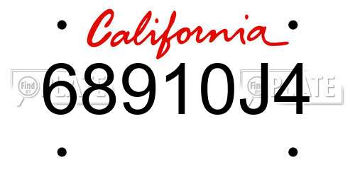 68910J4 California License Plate