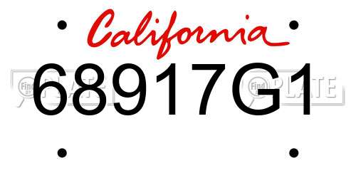 68917G1 California License Plate