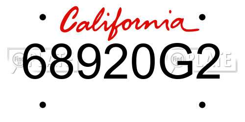 68920G2 California License Plate