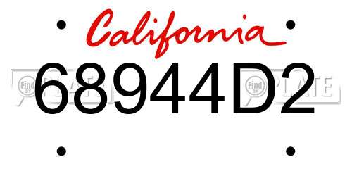 68944D2 California License Plate