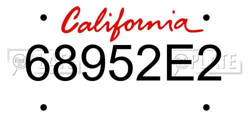 68952E2 California License Plate