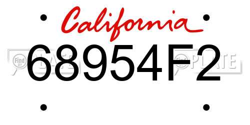 68954F2 California License Plate