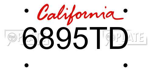 6895TD California License Plate