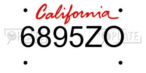 6895ZO California License Plate