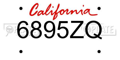6895ZQ California License Plate