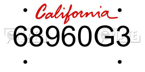 68960G3 California License Plate