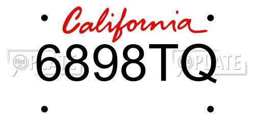 6898TQ California License Plate