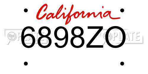 6898ZO California License Plate