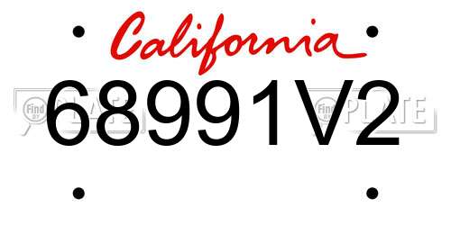 68991V2 California License Plate