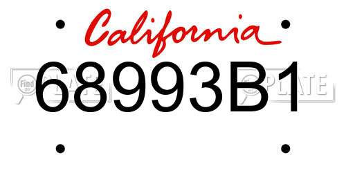 68993B1 California License Plate