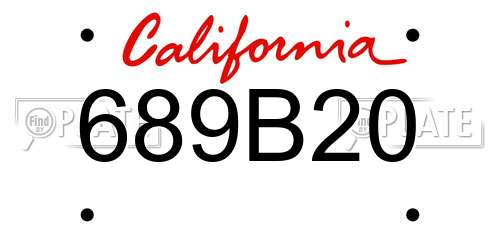 689B20 California License Plate