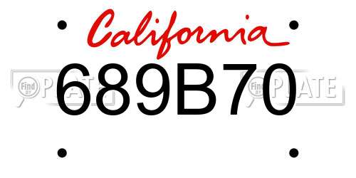 689B70 California License Plate