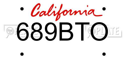 689BTO California License Plate