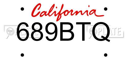 689BTQ California License Plate