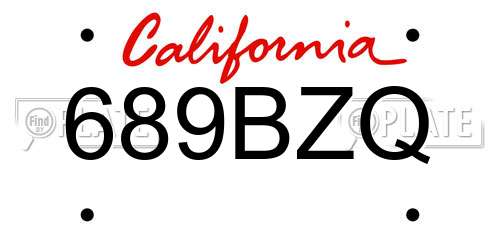 689BZQ California License Plate