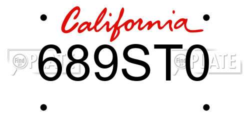 689ST0 California License Plate