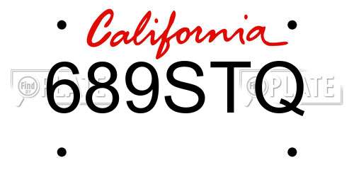 689STQ California License Plate